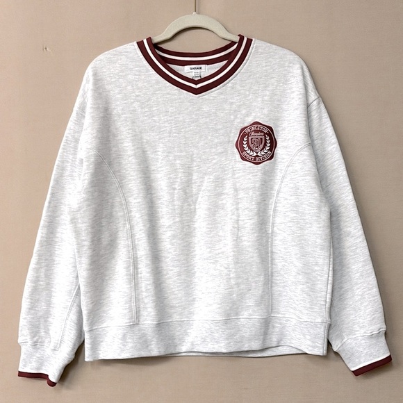 New Garage Women’s Oversized Tipping V-neck - Light Grey. Sz. XS - Picture 3 of 6